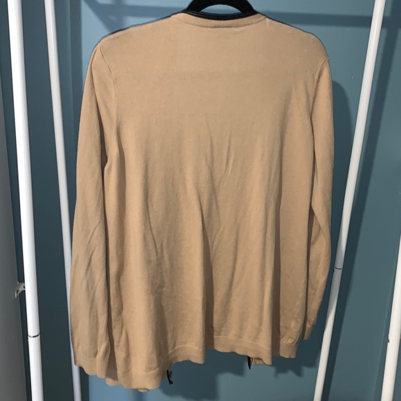 Ann Taylor Faux Leather Piping Sweater - Picture 2 of 6